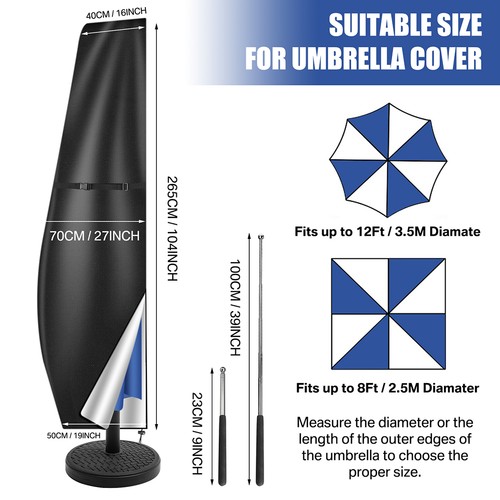 265cm garden parasol - parasol, cover
