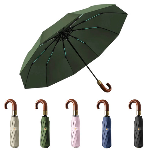 Wooden curved handle umbrella - curved,